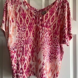 Chico's Pink Crop Blouse Relaxed Style